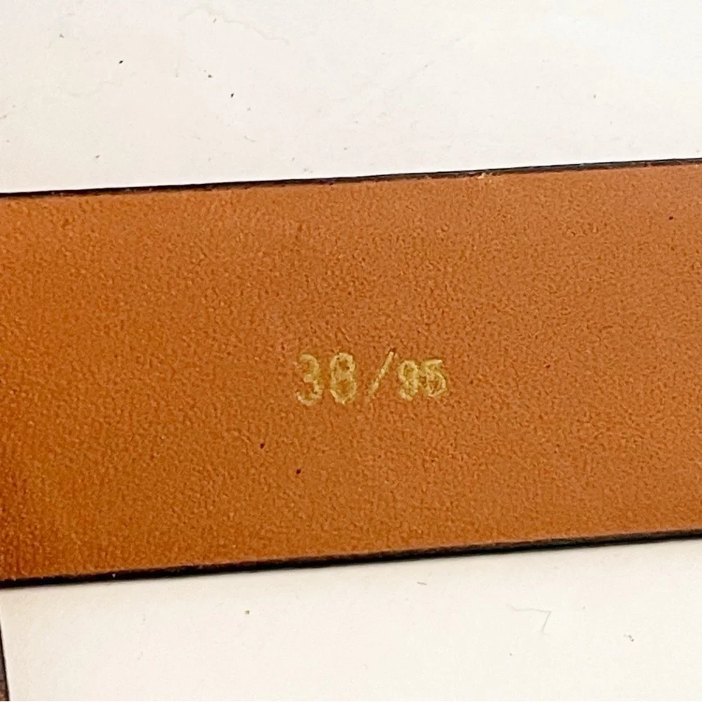 Pierre Cardin Vintage Men’s Size 38 Red Top Grain‎ Cowhide Skinny Belt Gold